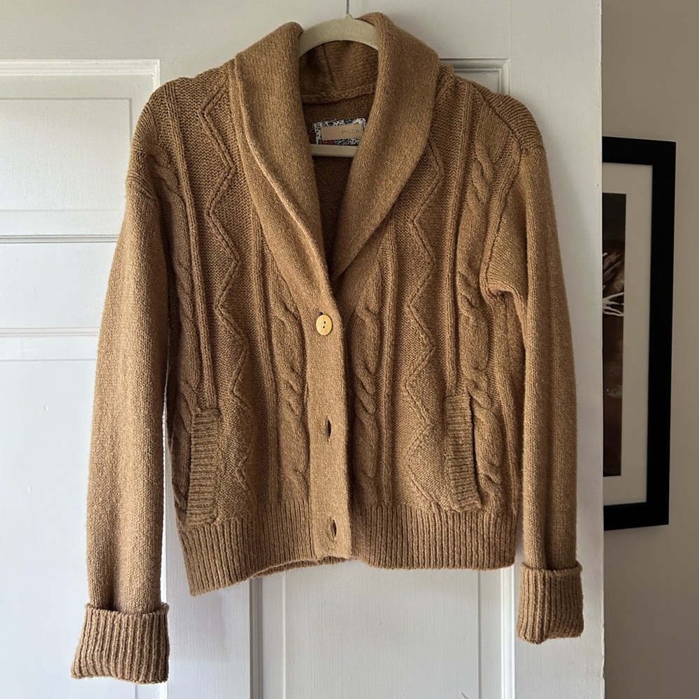 Anthropologie camel cardigan sweater